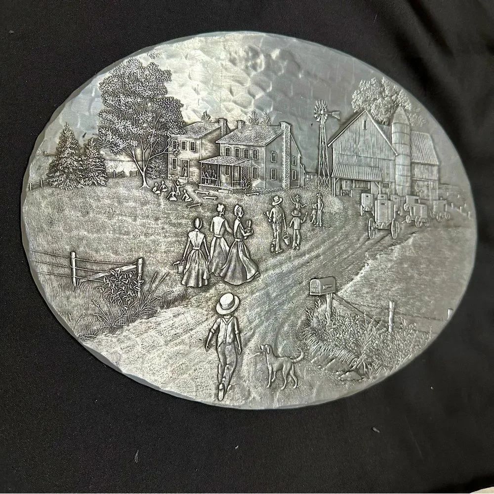 Vintage Wendell August Forge Amish Handmade Hammered Aluminum Oval Trivet